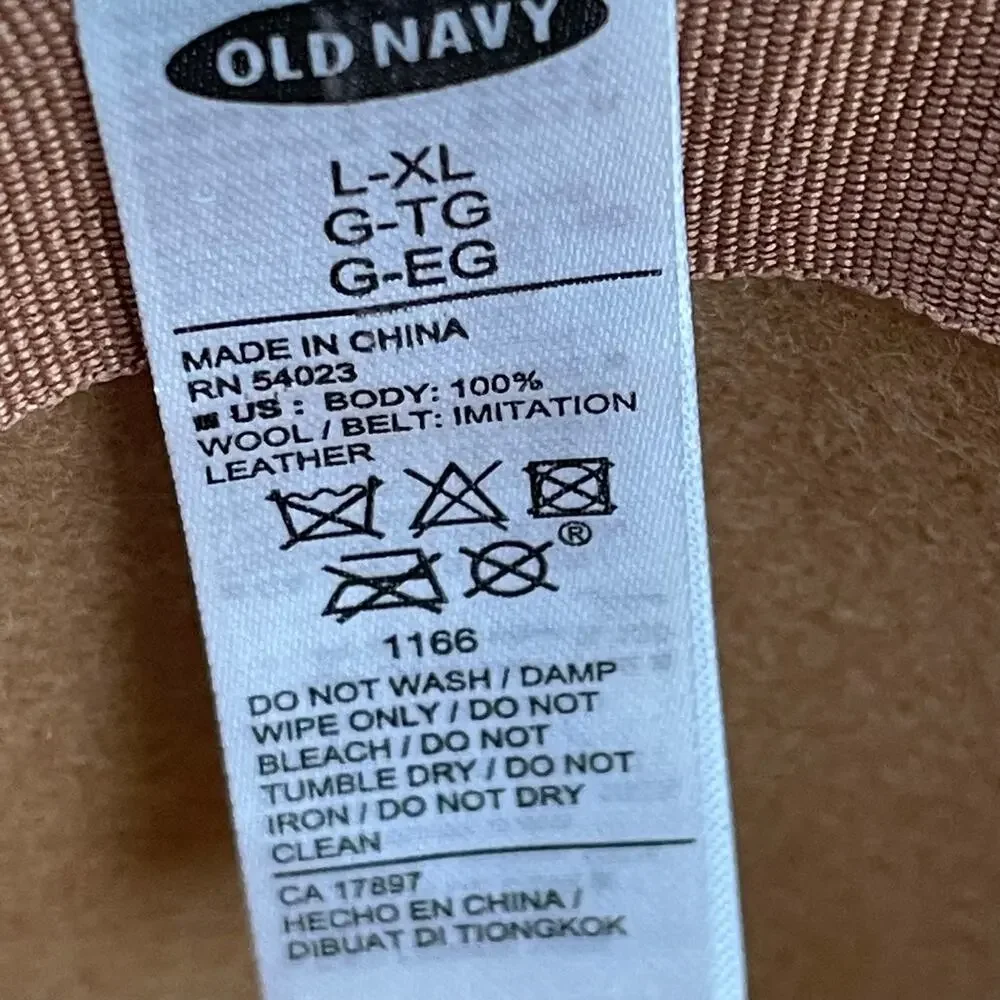 Old Navy Sun Hat 4” Wide Brim Floppy 100% Wool Chocolate Brown Large XL Boho